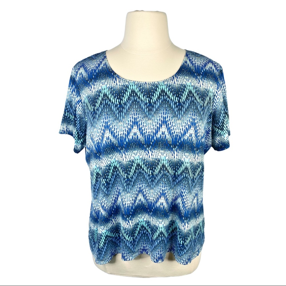 Kim Rogers Shades of Blue Zig Zag Top - Size 3X
